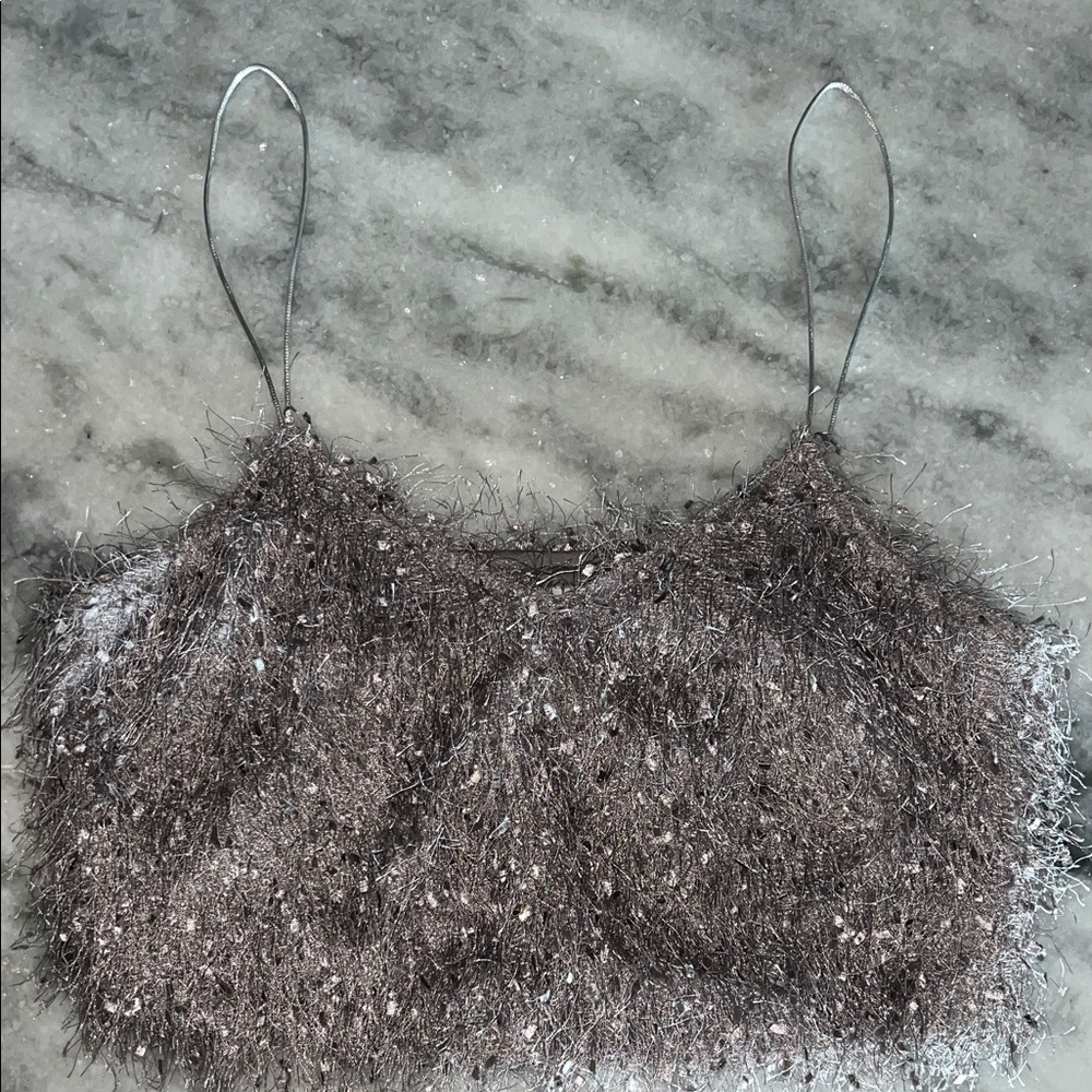 Silver Fringe Cropped Camisole